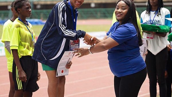 Medal ceremony at The International Schools Athletics Championship Lagos, March 14-18, 2022